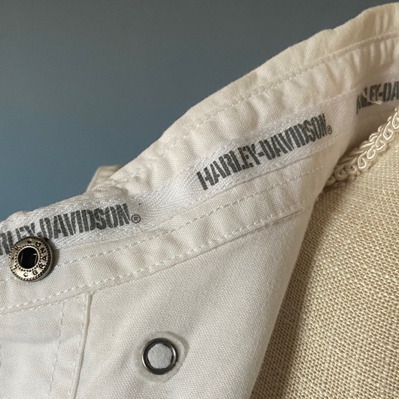 Harley-Davidson White Denim Vest with Red and Black Graphic - Picture 10 of 10